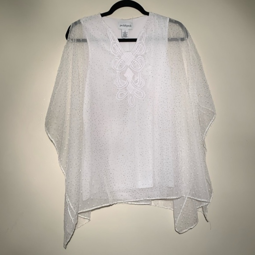 NWT Peck & Peck White Blouse Gold Detailing | S
